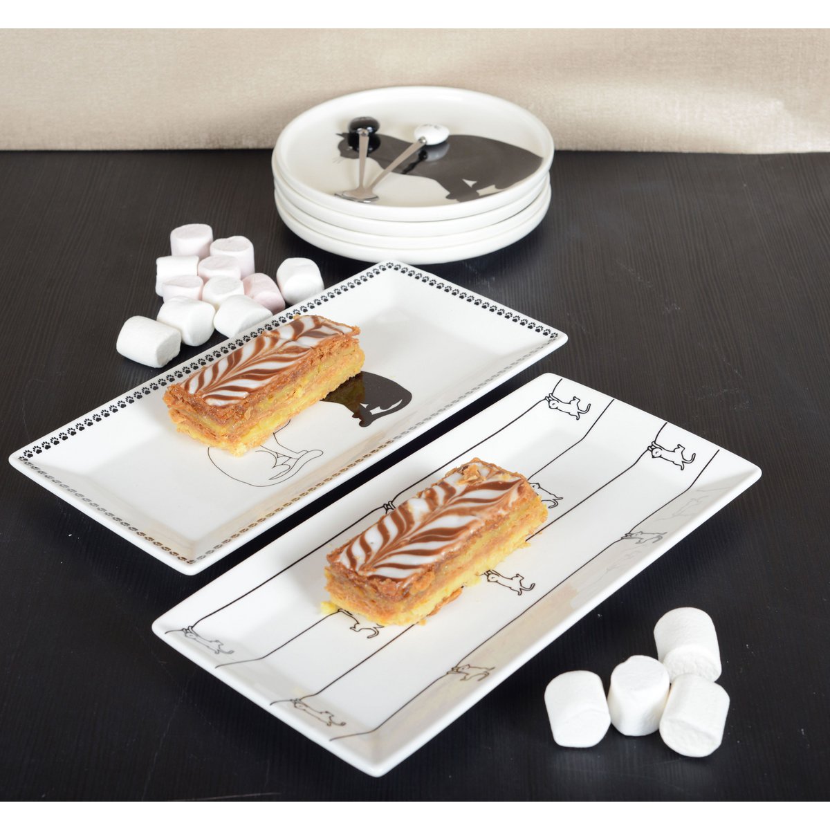 SCHWARZ-WEIßE TABLETTS MIT KATZENDESIGN – 2ER-SET