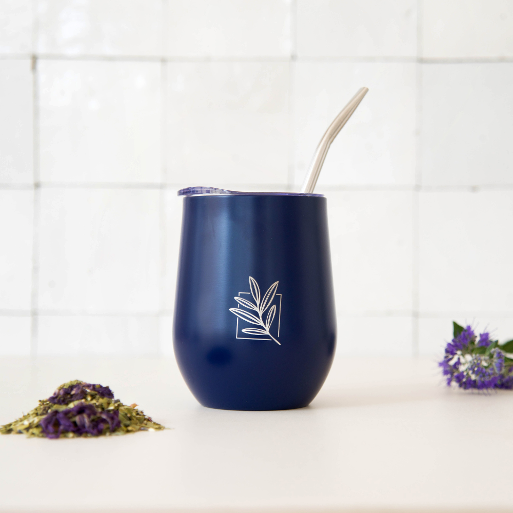 Sapphire blue insulated calabash and its bombilla