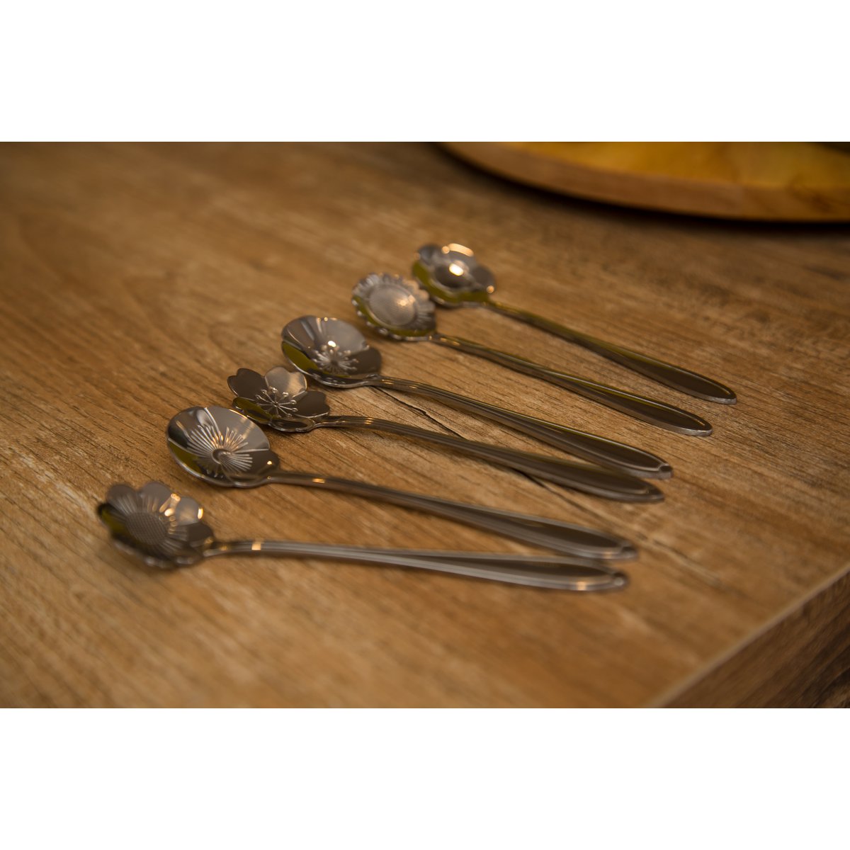 SORTIERTE BLUMENKUCHENLÖFFEL SILBER - 6ER-SET