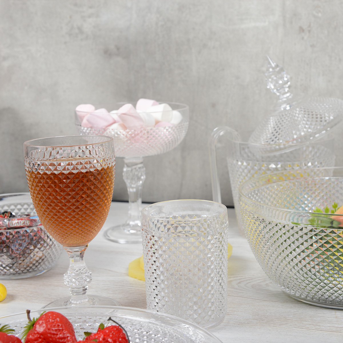 Transparent diamond acrylic bowl