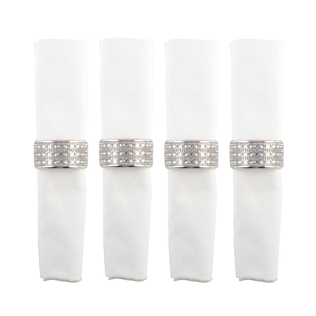 Silbertuchkreise mit kleinen Diamanten - Set von 4