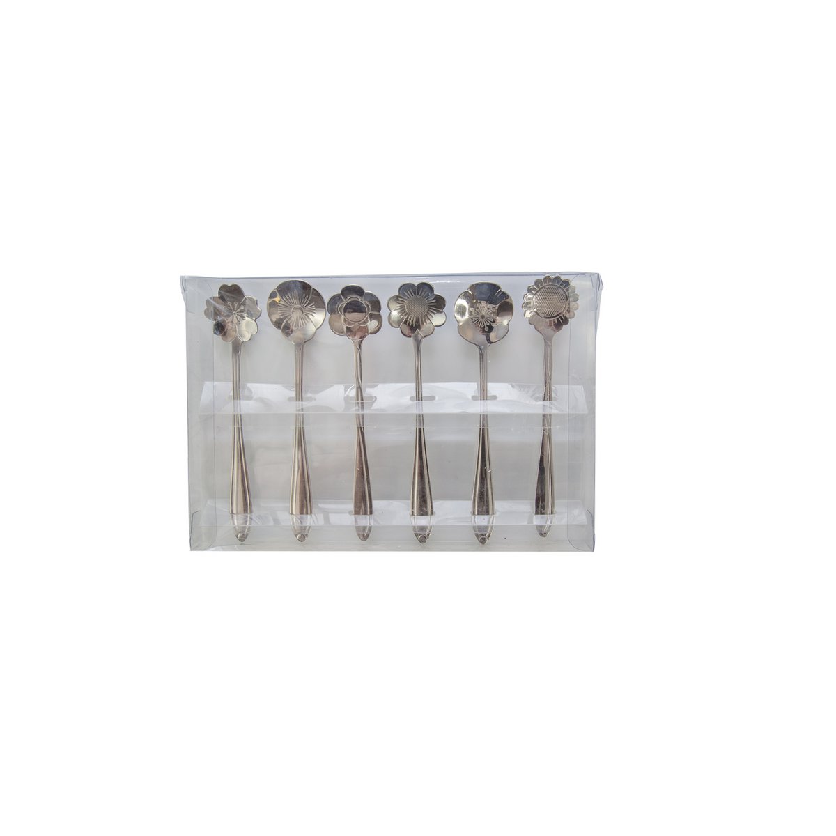 SORTIERTE BLUMENKUCHENLÖFFEL SILBER - 6ER-SET