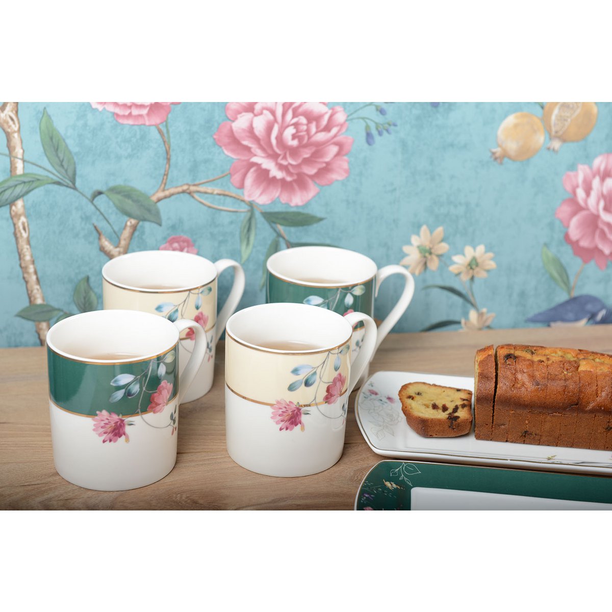 Set de 4 Tassen Blumen