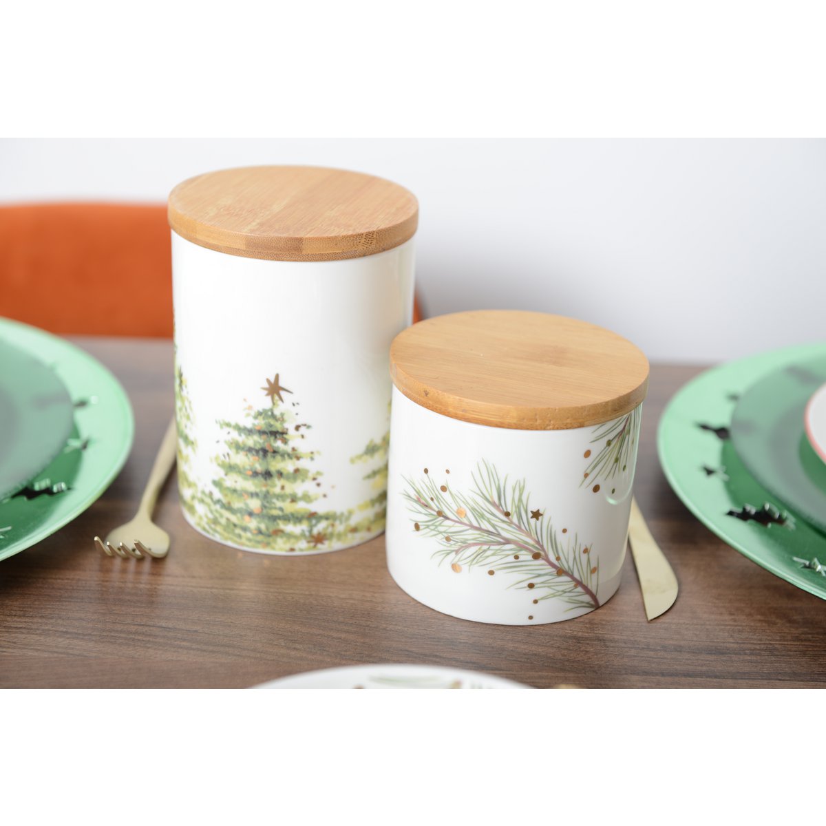 Pot with wooden cover 10x10x9.4cm - fir