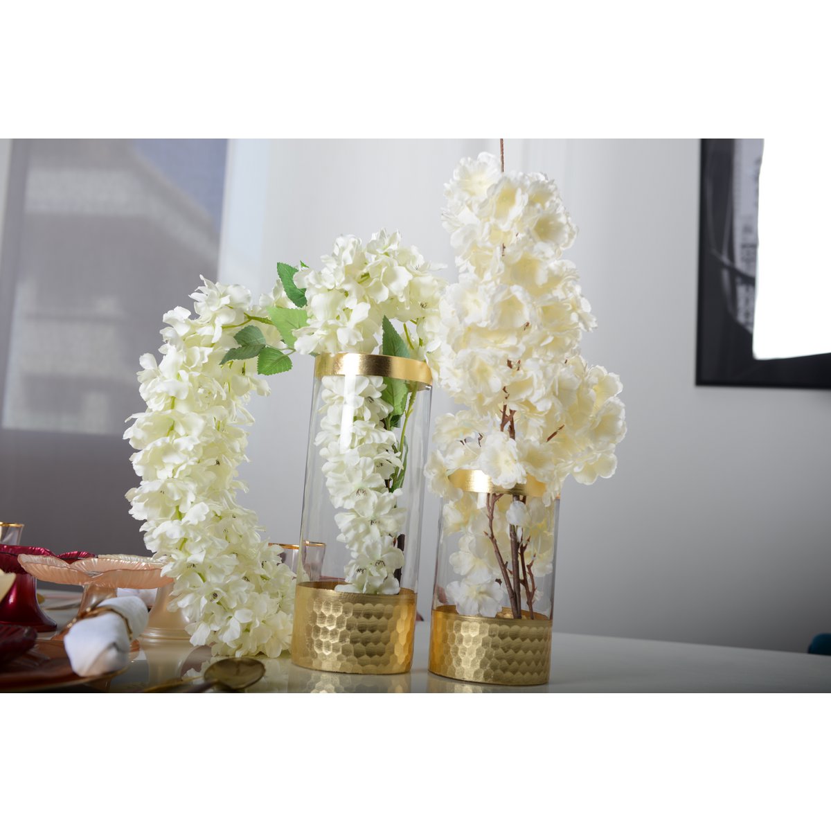Transparent vase and dore H30CM