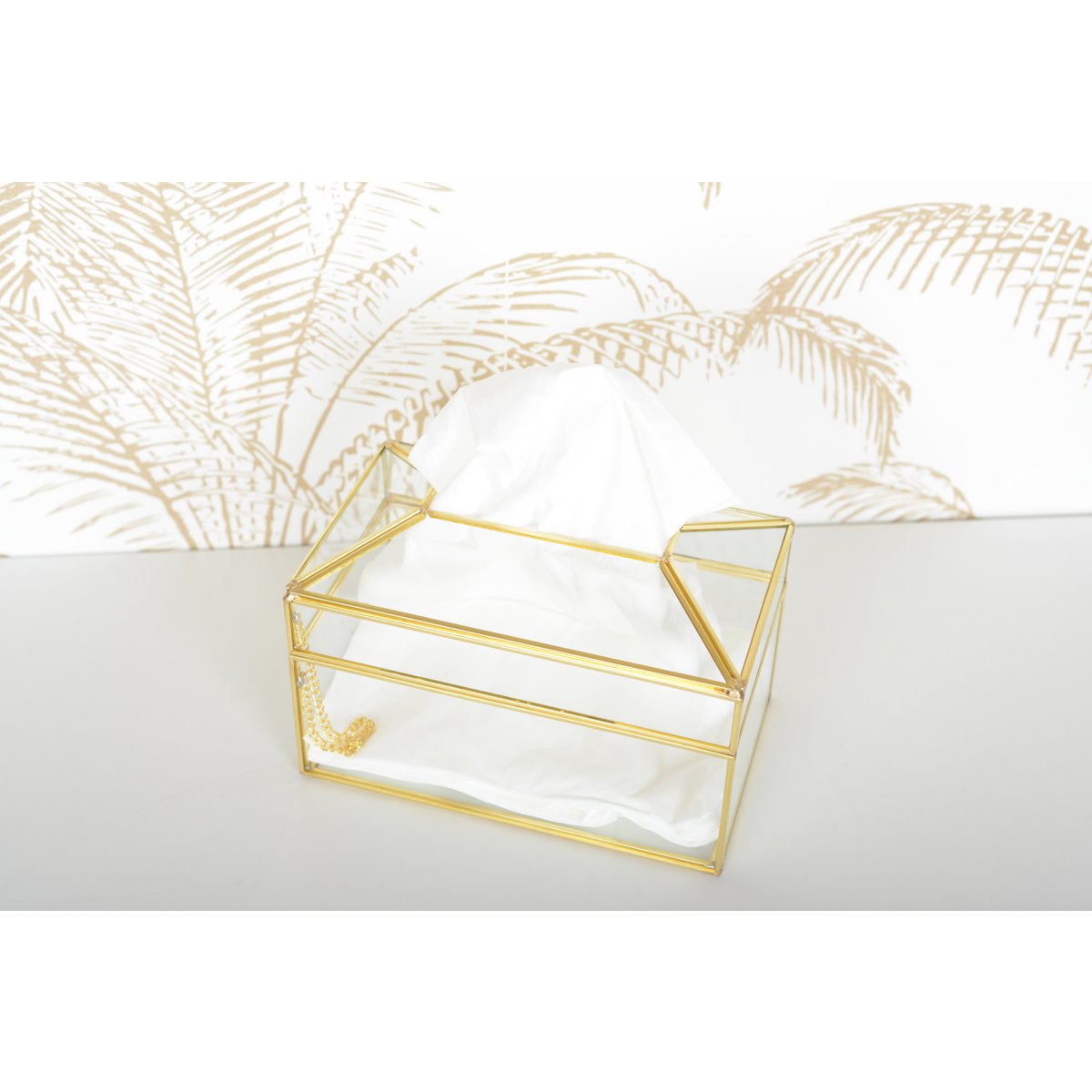 Transparent Tile Tissue Box Doree 23x13x13cm