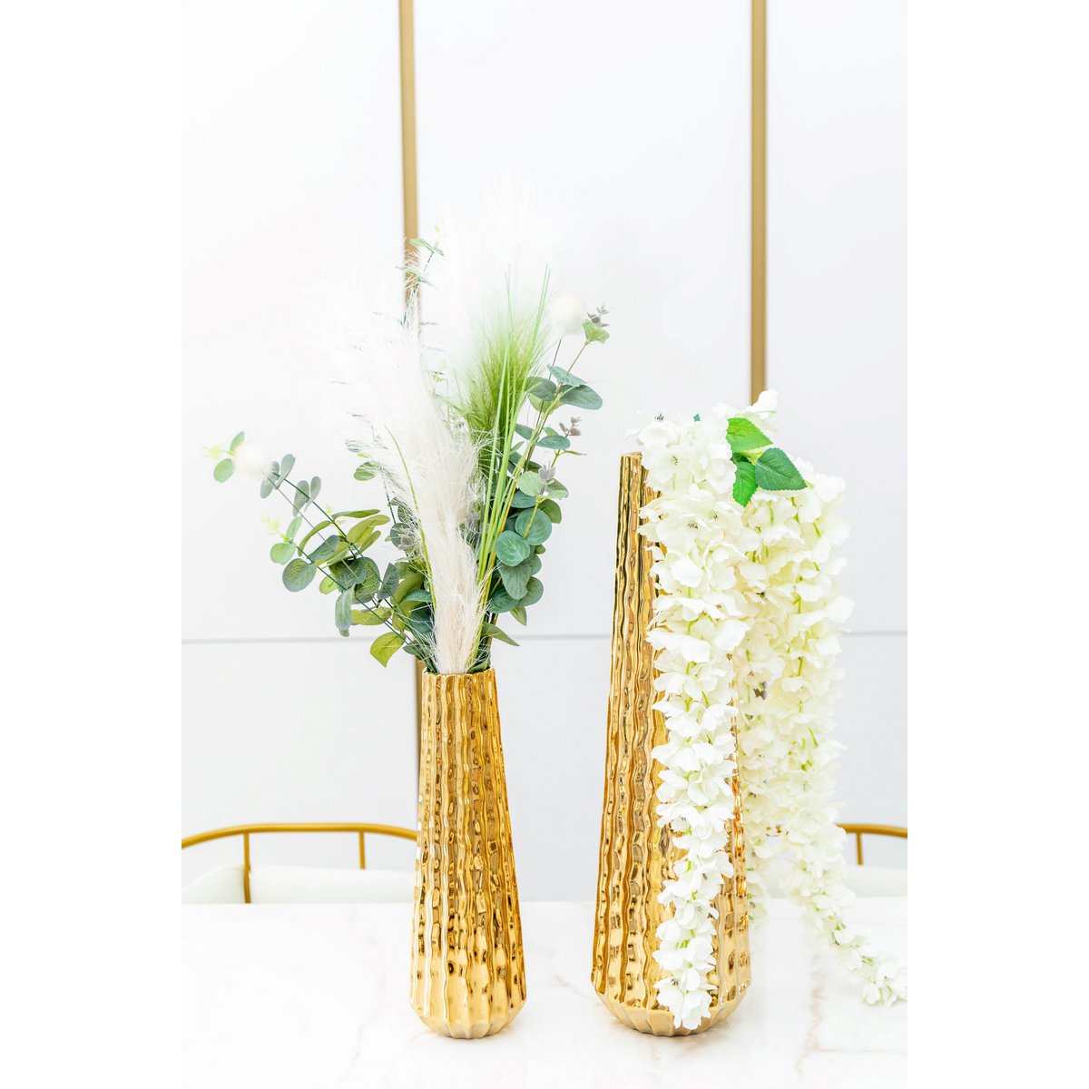 VASE DORE BRILLANT 10.5X10.5X35.5CM