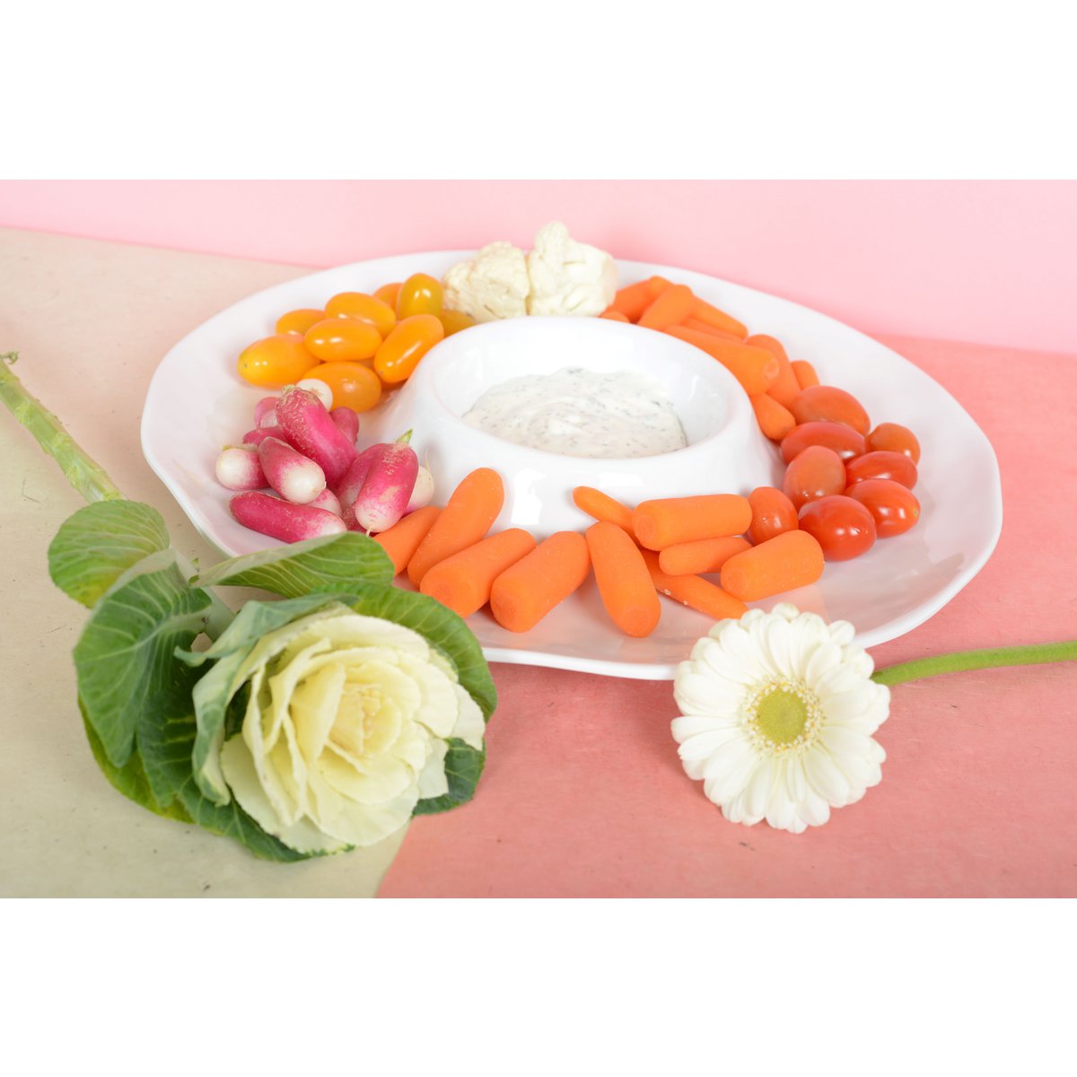 White melamine chip and dip aperitif plate 35x35x3cm
