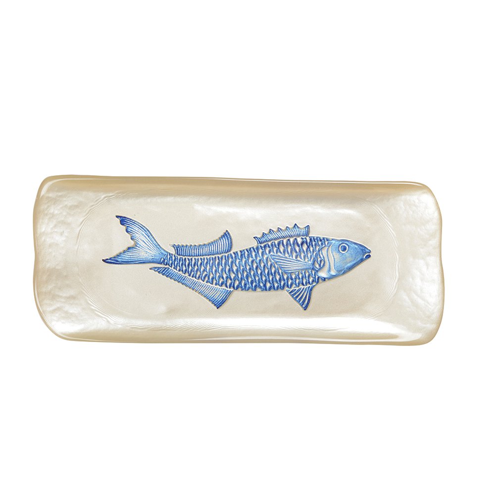 Rectangular vanilla mold with blue fish, 31 x 12.5 x 2.5 cm