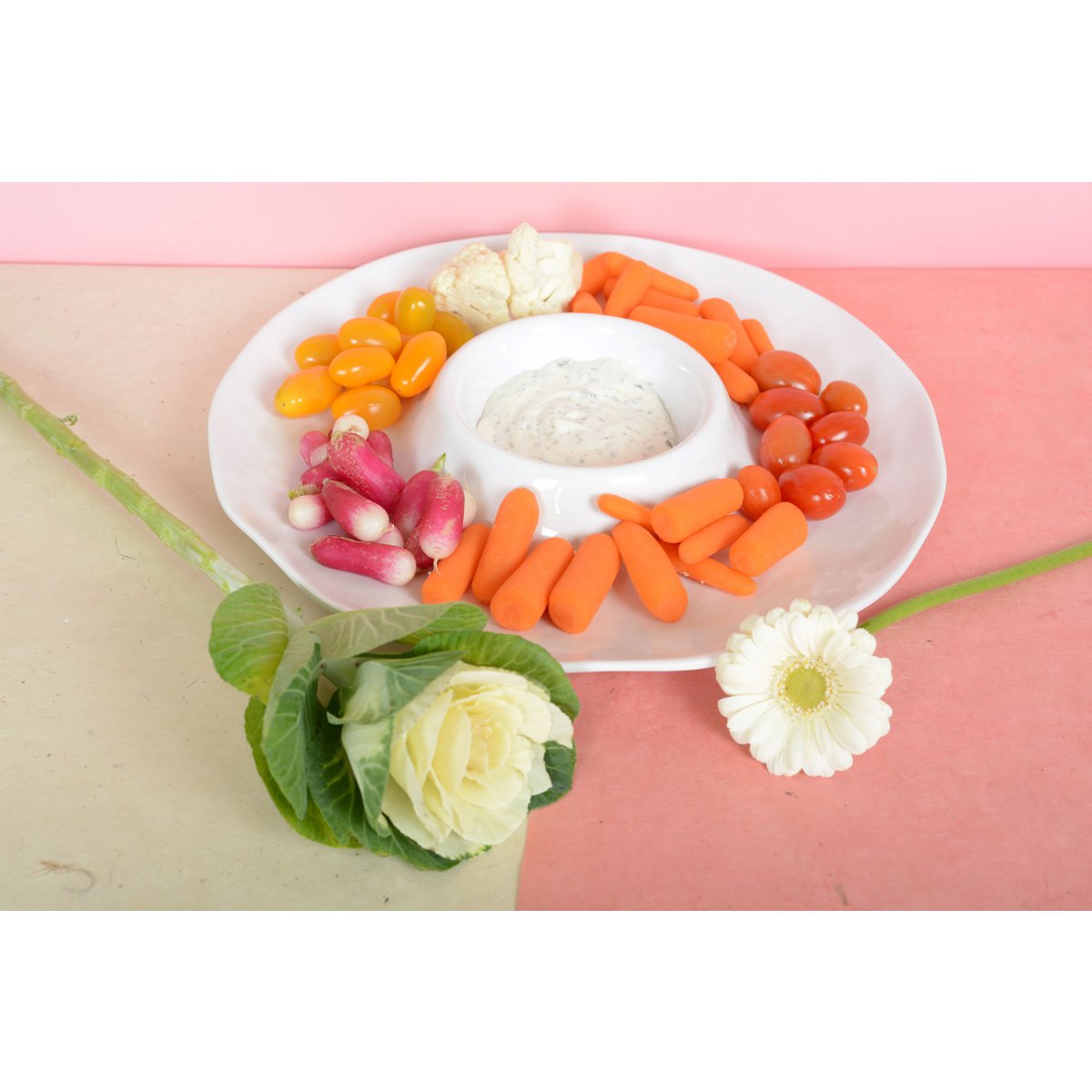 White melamine chip and dip aperitif plate 35x35x3cm