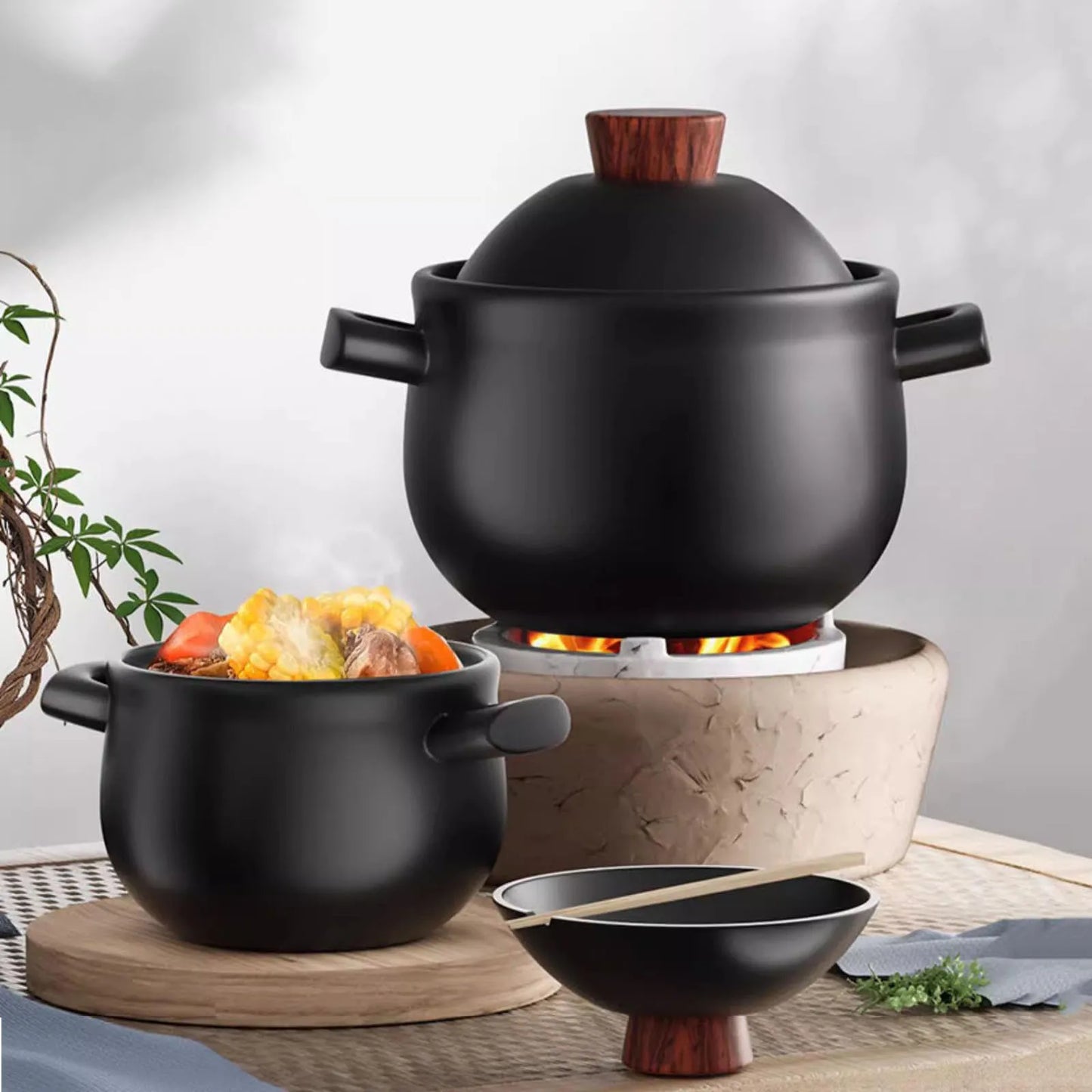 Casserole Stew Ceramic Cookware Soup Cooking Pot Gas Stove High Temperature Resistant Cooking Pans for Gas Kitchen Cooking Pot