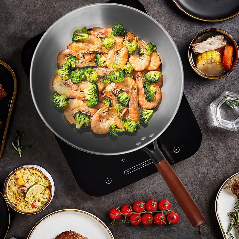 Iron wok/30/32/34CM /Traditional handmade wok/Kitchen/Cookware/Non-coated pan/Electromagnetic oven