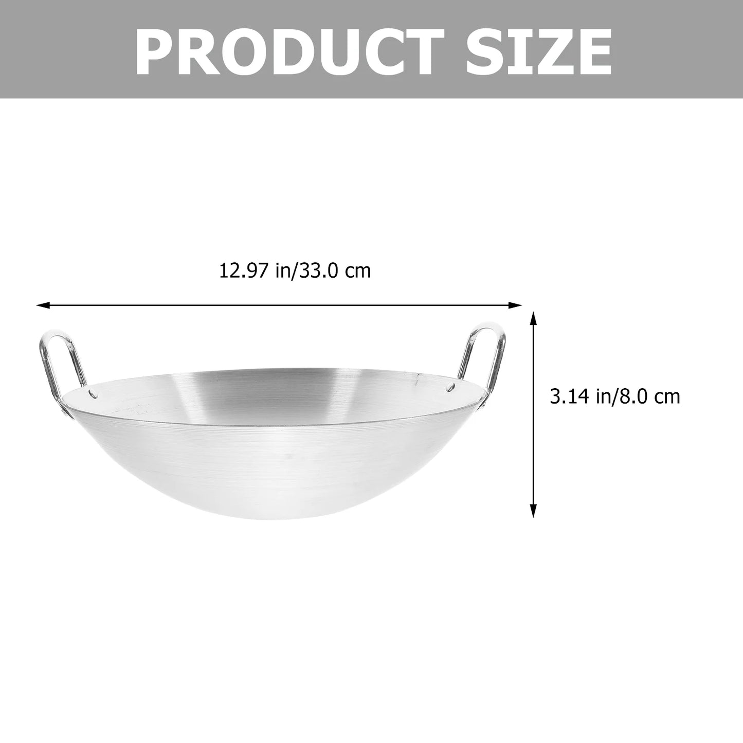 Stainless steel wok 32cm stir fry pan Chinese wok pan 2 handles wok frying pan deep frying pan Shabu