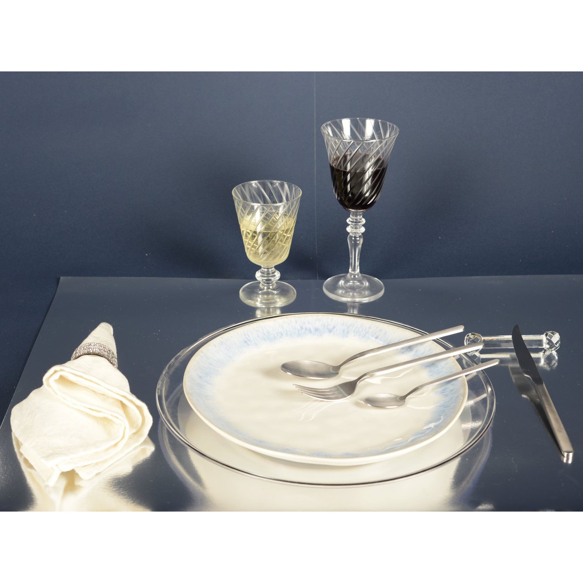 Silbertuchkreise mit kleinen Diamanten - Set von 4