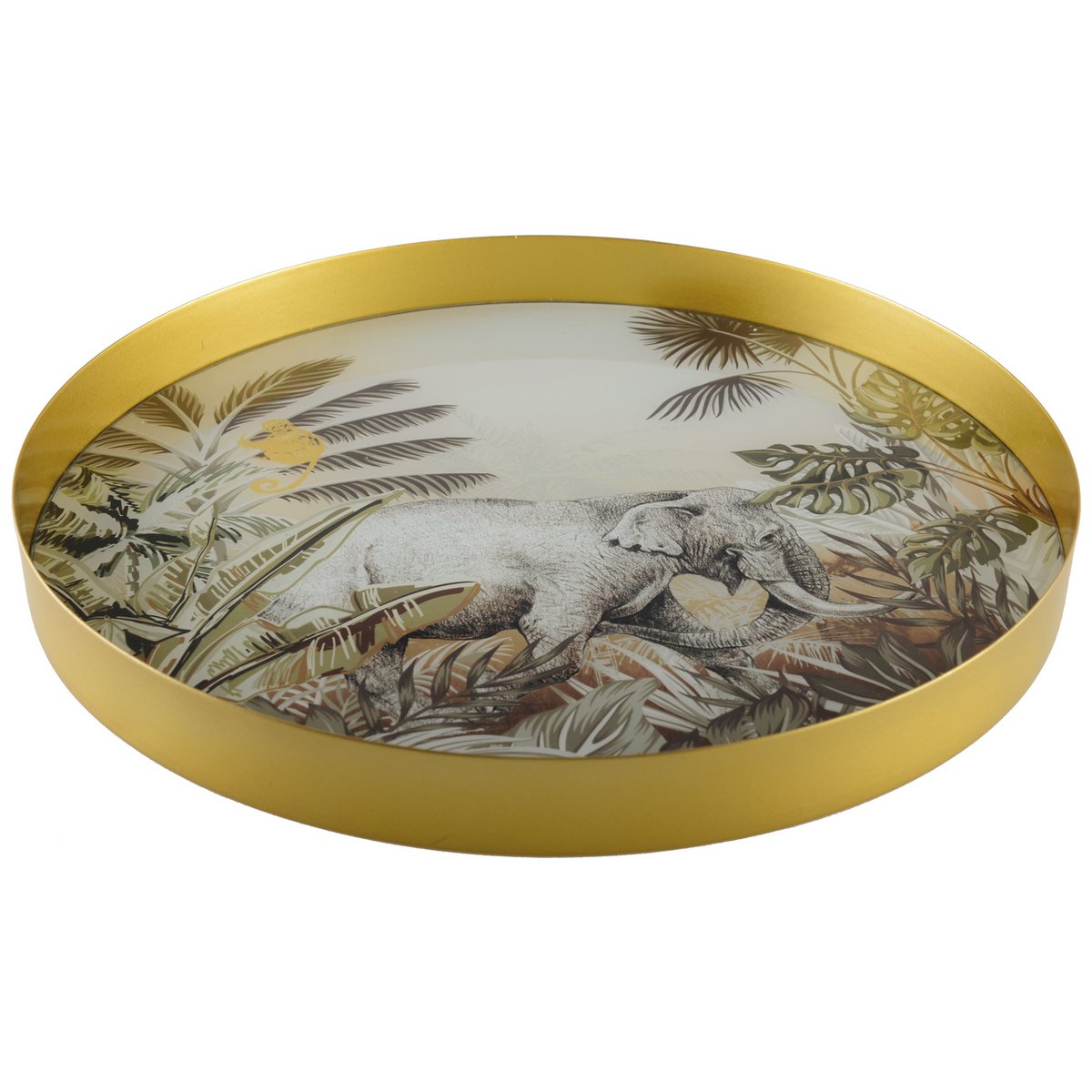 RUND GOLDEN TRAY ELEFANT KENIA