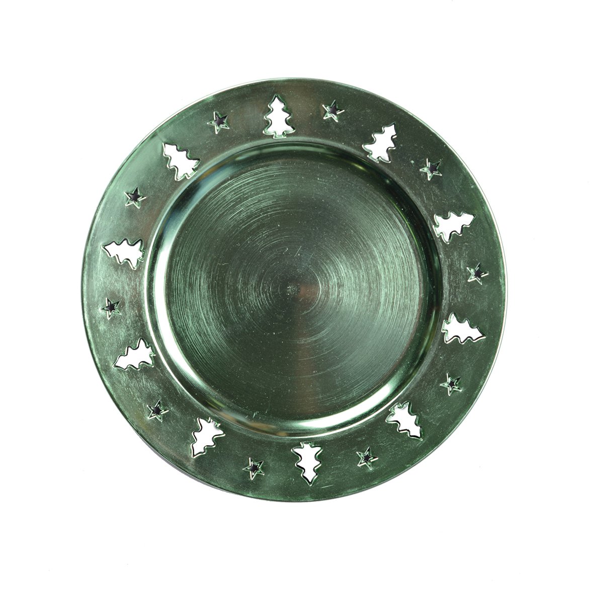Brillanter grüner Teller mit Tannenbaum