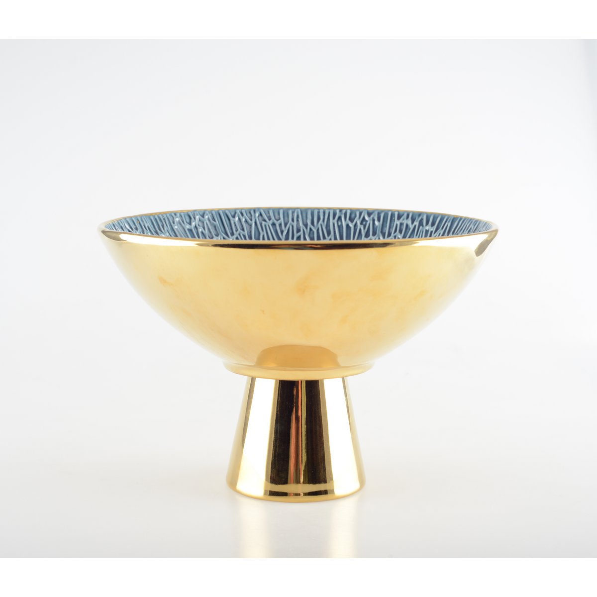 Stehender Obstschneider in Gold und Blau
