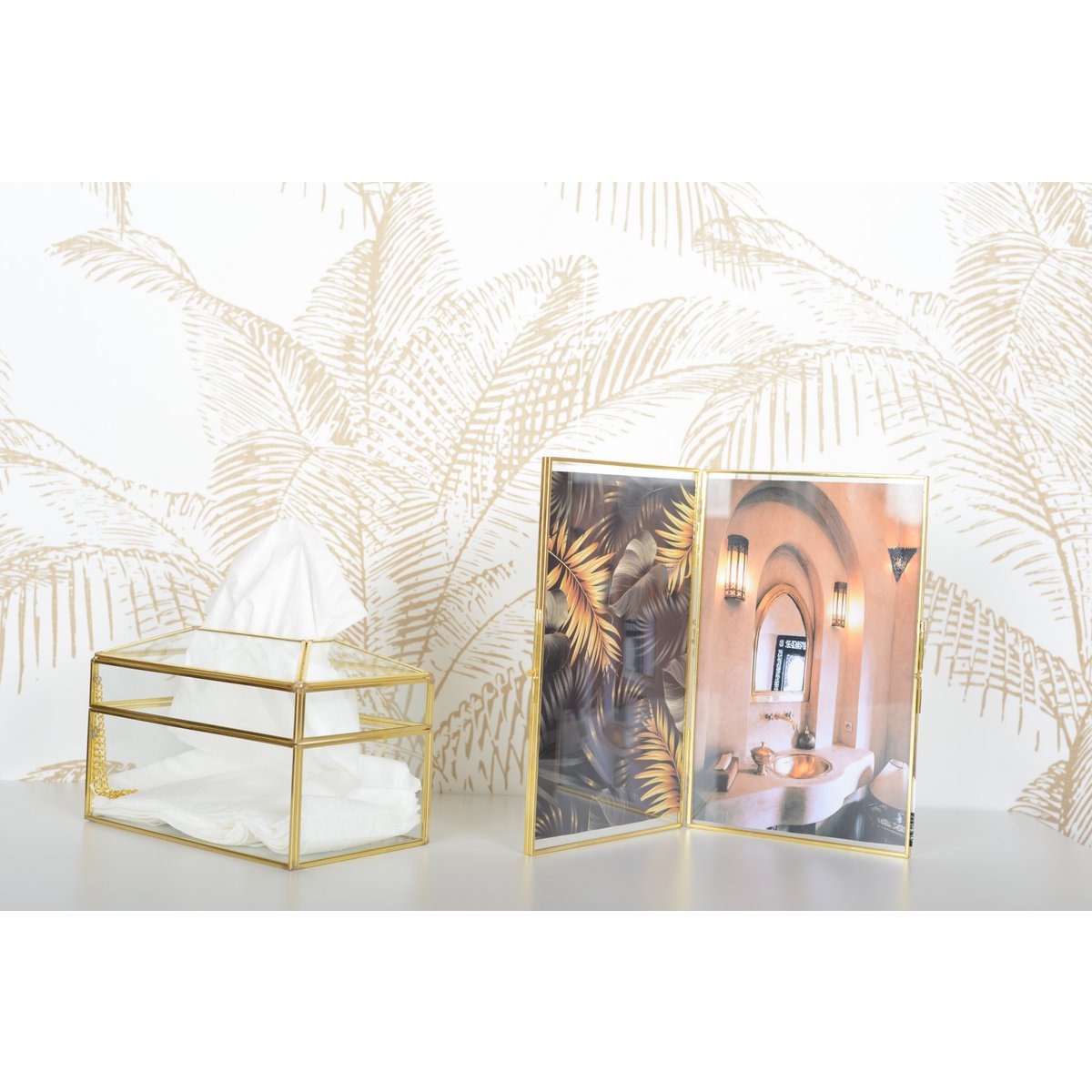 Transparent Tile Tissue Box Doree 23x13x13cm