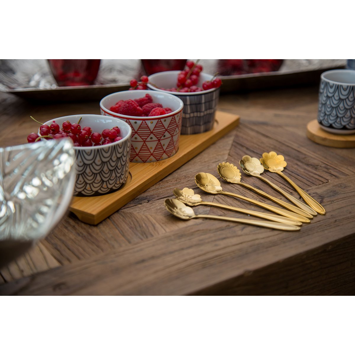 SORTIERTE GOLDENE BLUMENKUCHENLÖFFEL - 6ER-SET