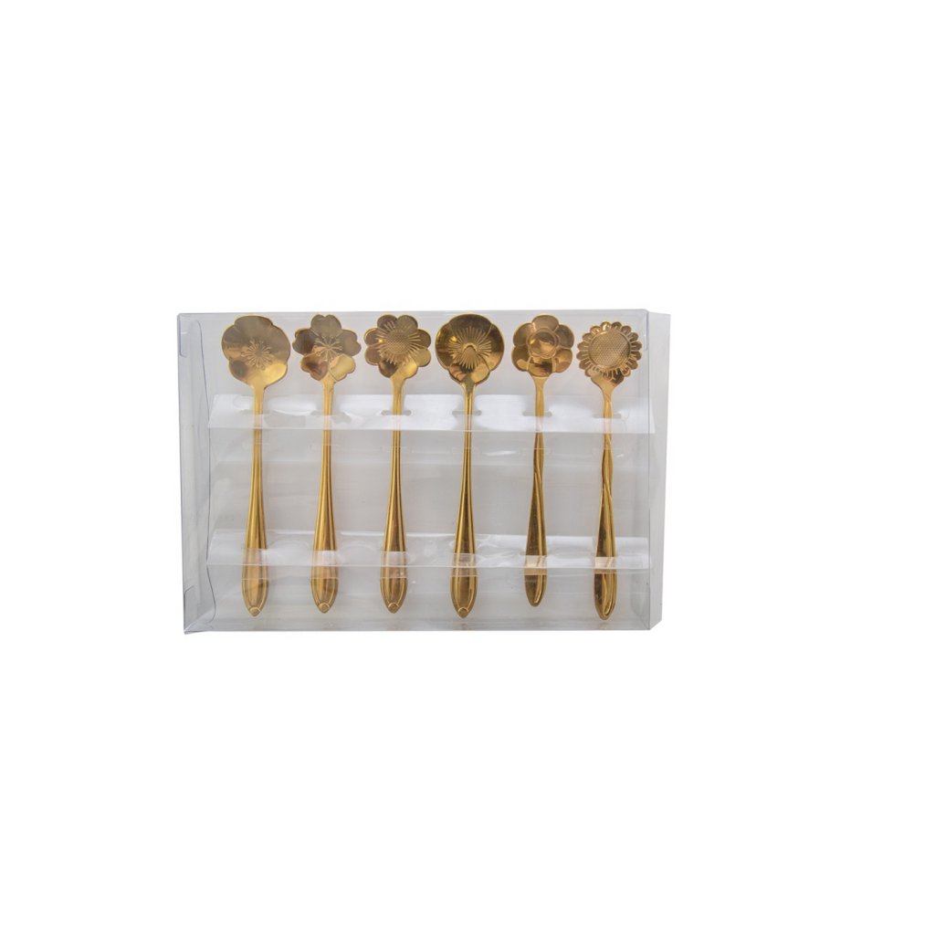 SORTIERTE GOLDENE BLUMENKUCHENLÖFFEL - 6ER-SET