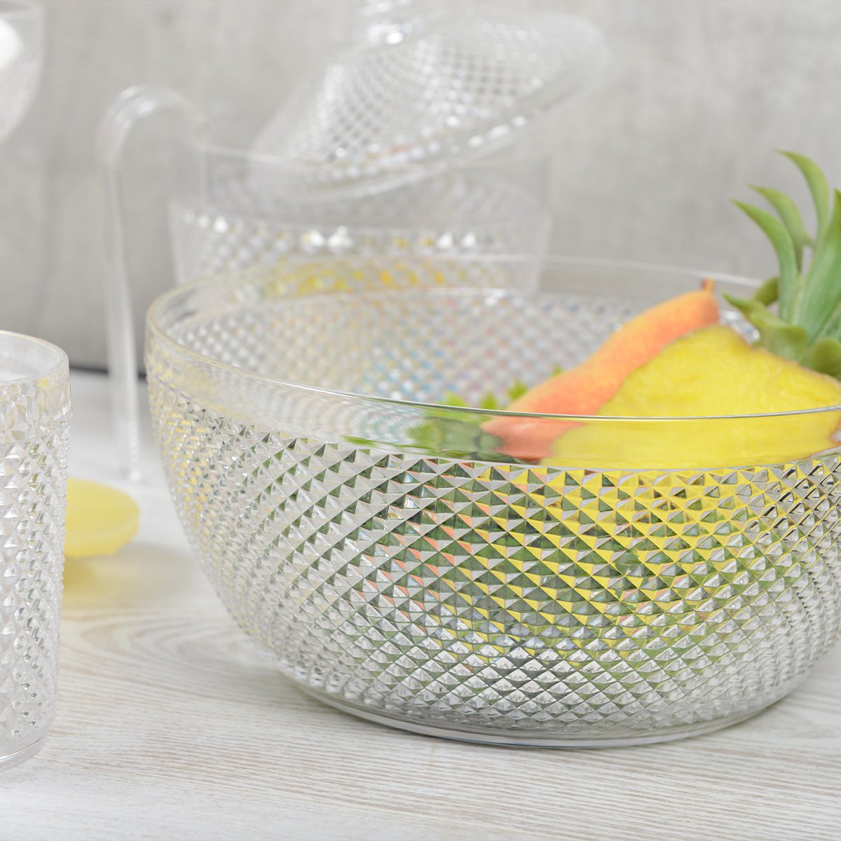 Transparent diamond acrylic bowl