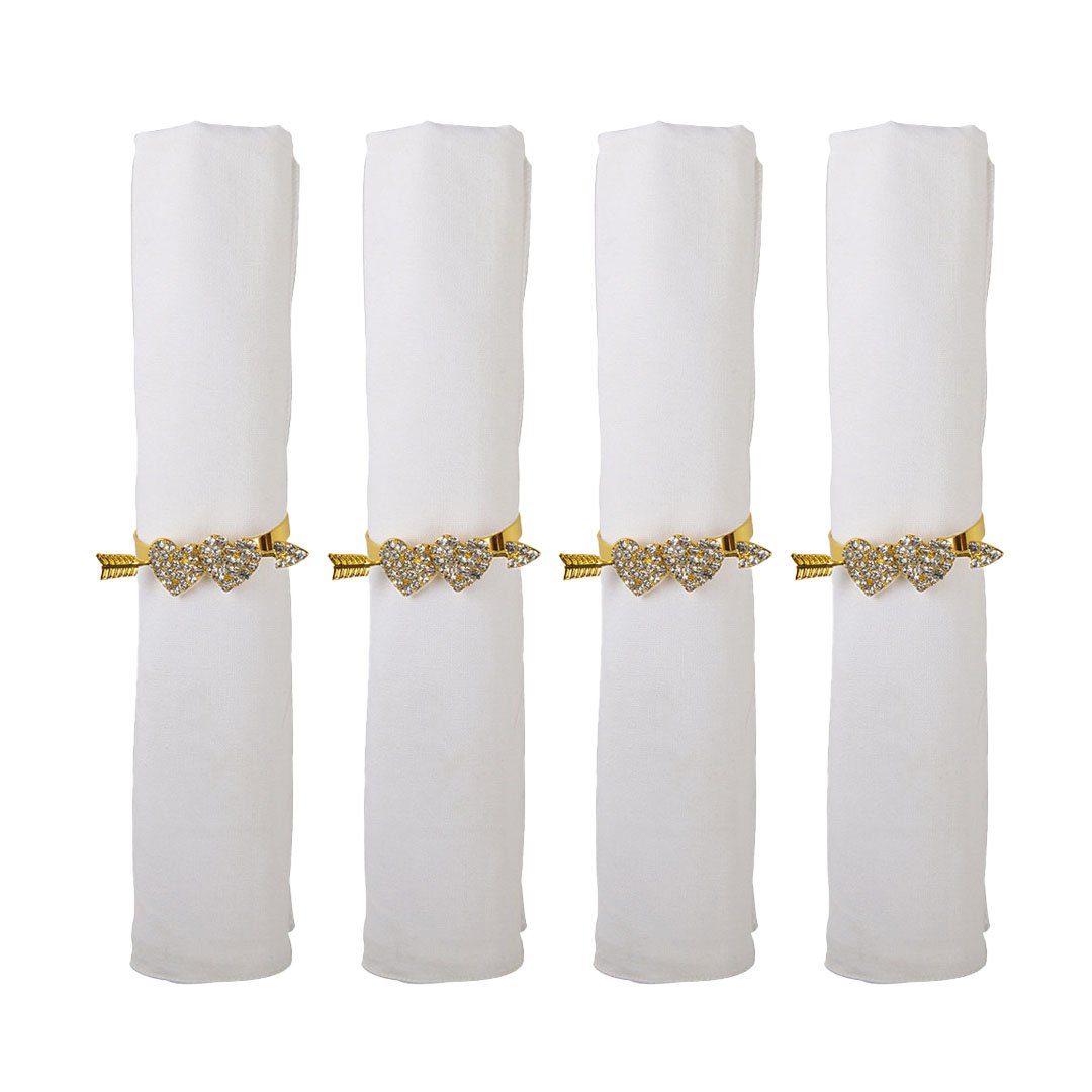 Napkin rings with hearts - set of 4