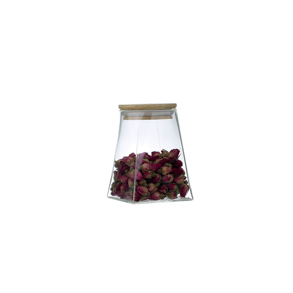 POT TRIANGULAR AVEC COUVERCLE EN BOIS 740ML