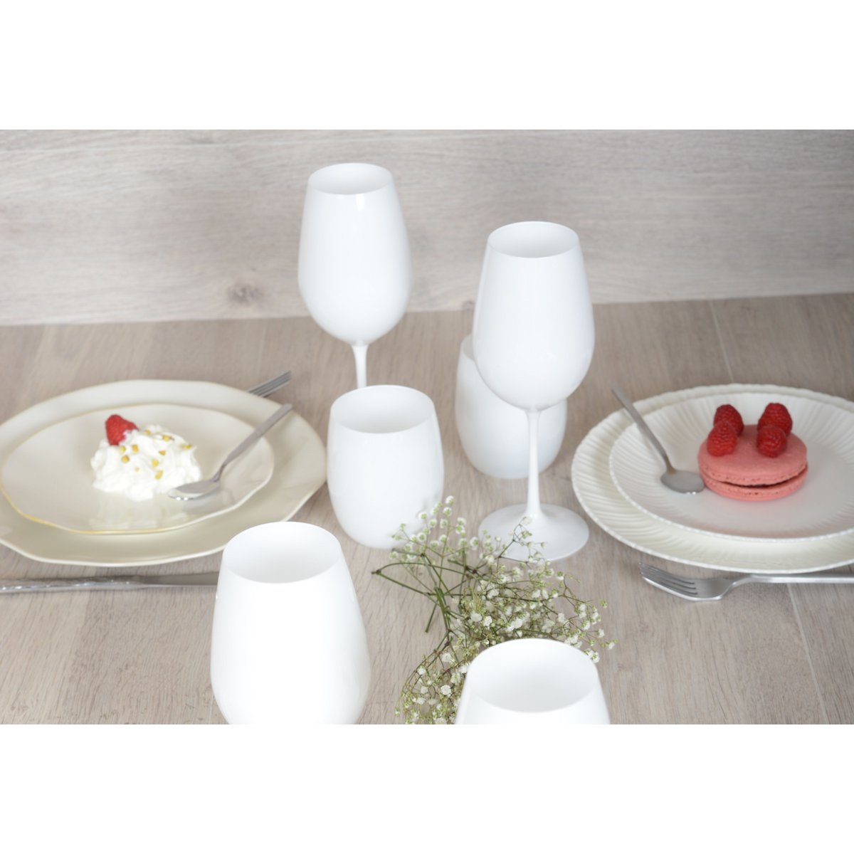 Pink white dessert plate 20x20x2cm