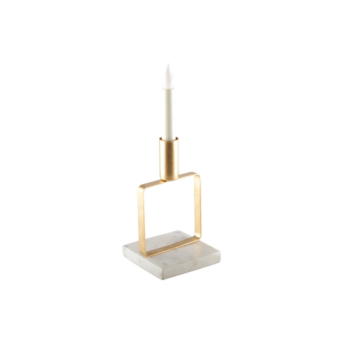 SQUARE GOLDEN CANDLEHOLDER MARBLE HOLDER H. 17 CM