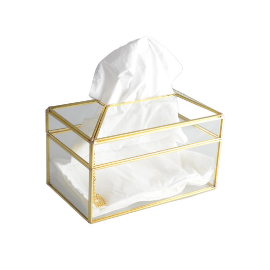 Transparent Tile Tissue Box Doree 23x13x13cm