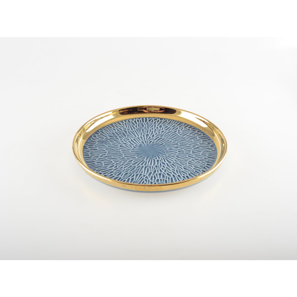 DESSERTTELLER MIT GOLDRAND, 2 BLAU UND 2 CREME – 4ER-SET
