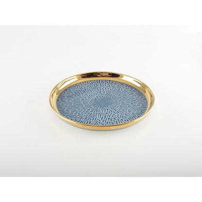DESSERTTELLER MIT GOLDRAND, 2 BLAU UND 2 CREME – 4ER-SET