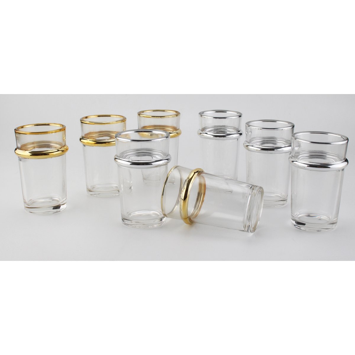 Teetassen aus Glas mit silbernem Rand, 175 ml – 6er-Set