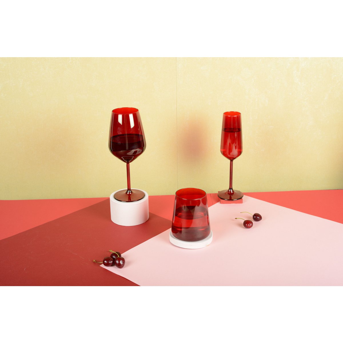 Red Champagne Flutes - Lot 6