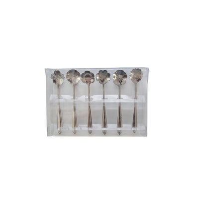SORTIERTE BLUMENKUCHENLÖFFEL SILBER - 6ER-SET