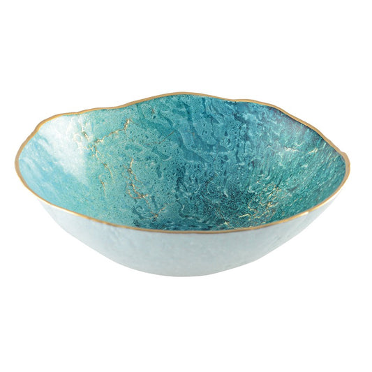 Turquoise bowl with dore edge 20 cm