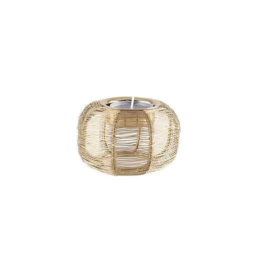 ROUND CANDLE HOLDER GOLD WIRE 9X9X5CM