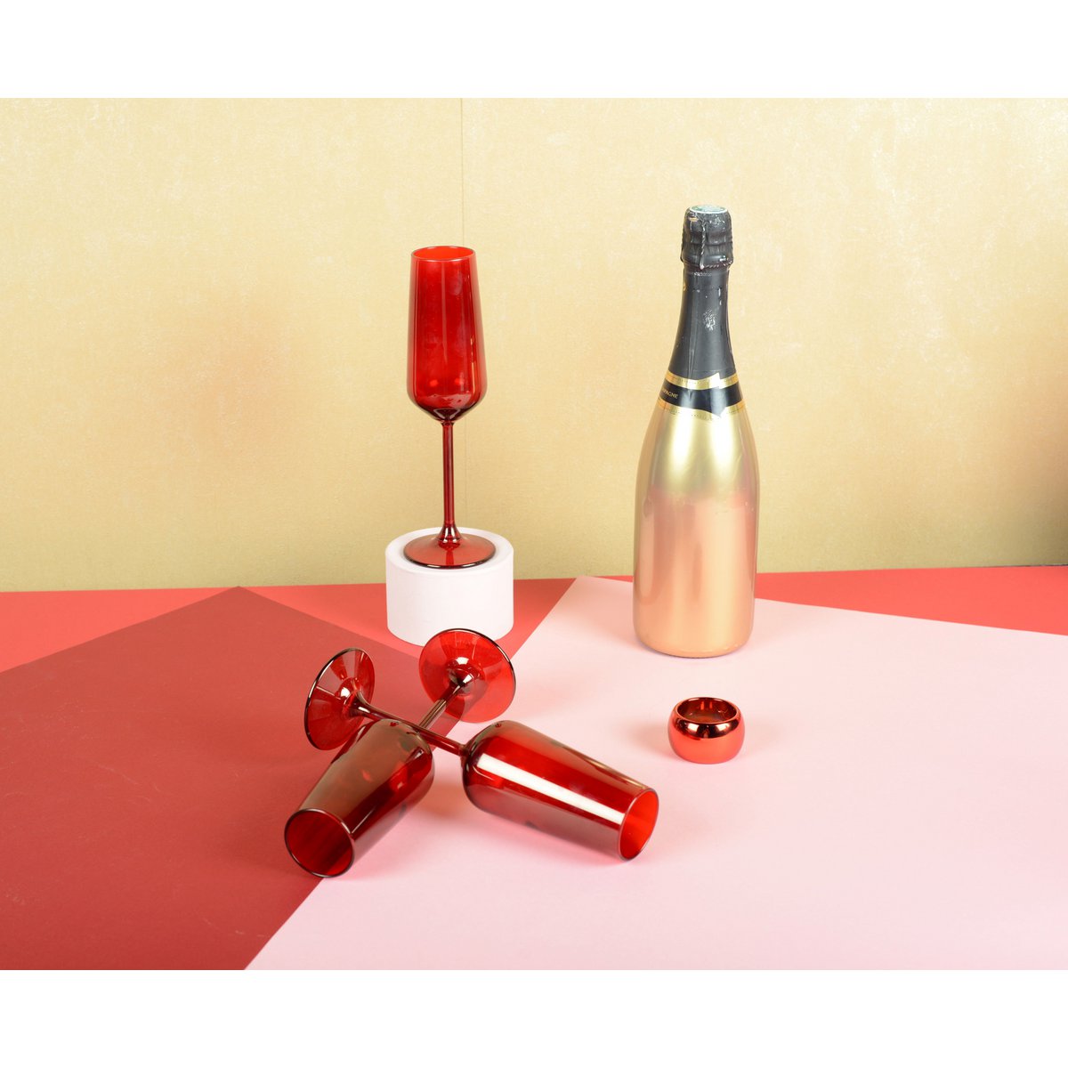 Red Champagne Flutes - Lot 6