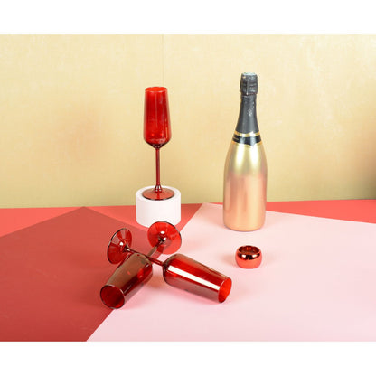 Red Champagne Flutes - Lot 6