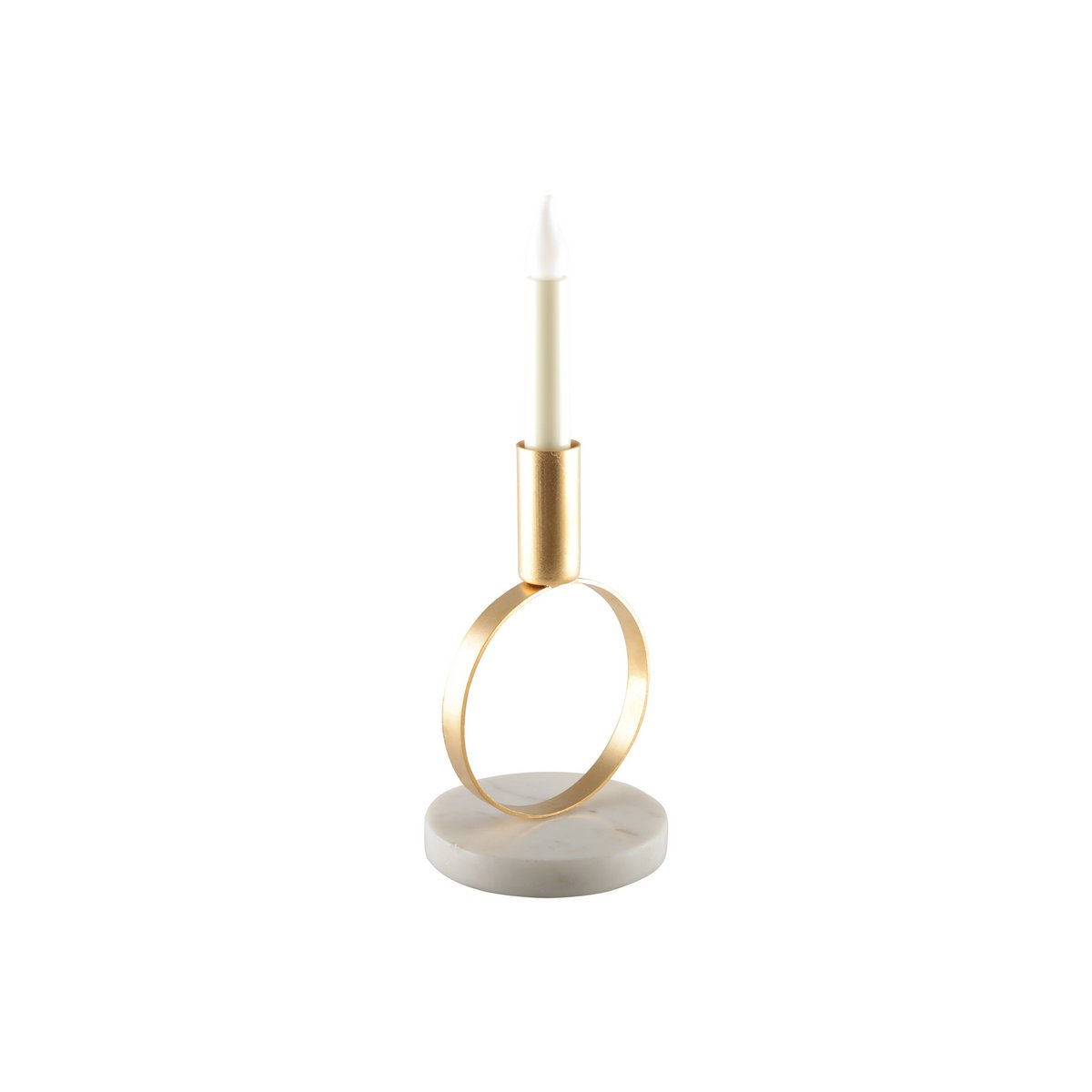 ROUND MATT GOLD CANDLEHOLDER WITH MARBLE HOLDER H. 17 CM