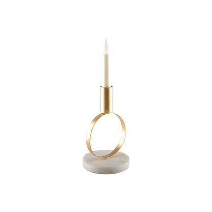ROUND MATT GOLD CANDLEHOLDER WITH MARBLE HOLDER H. 17 CM