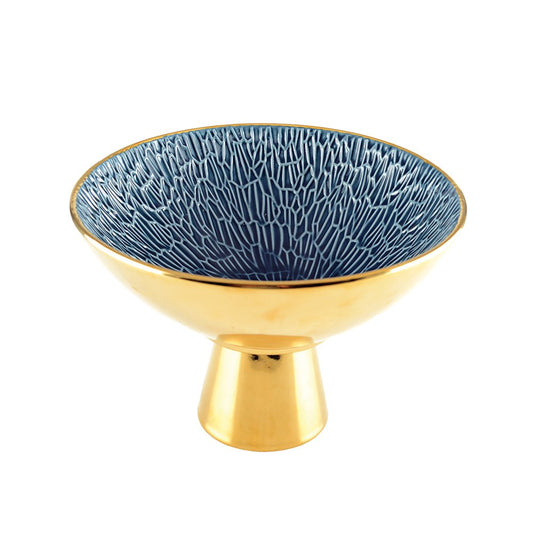 Stehender Obstschneider in Gold und Blau