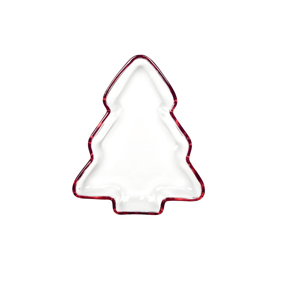 TANNENGLASBECHER ROTER RAND 20X17X2,5CM