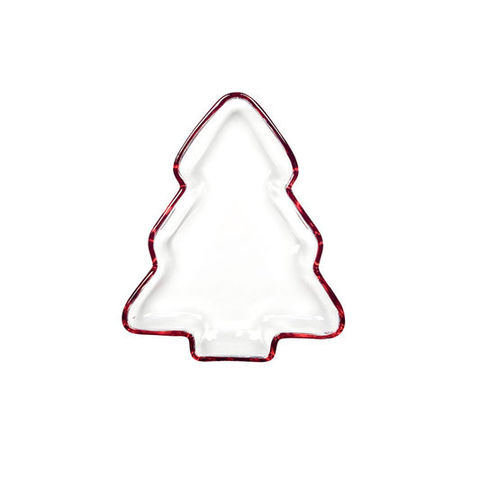 TANNENGLASBECHER ROTER RAND 20X17X2,5CM