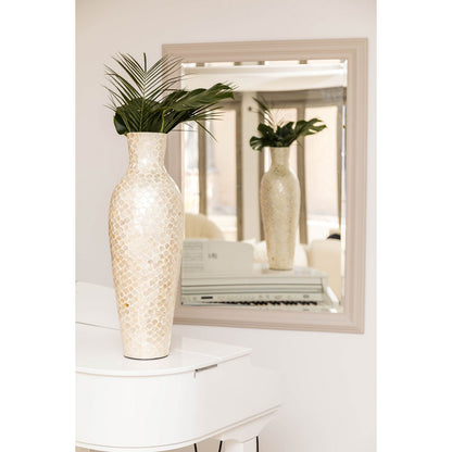 WEISSE PERLENVASE H70CM
