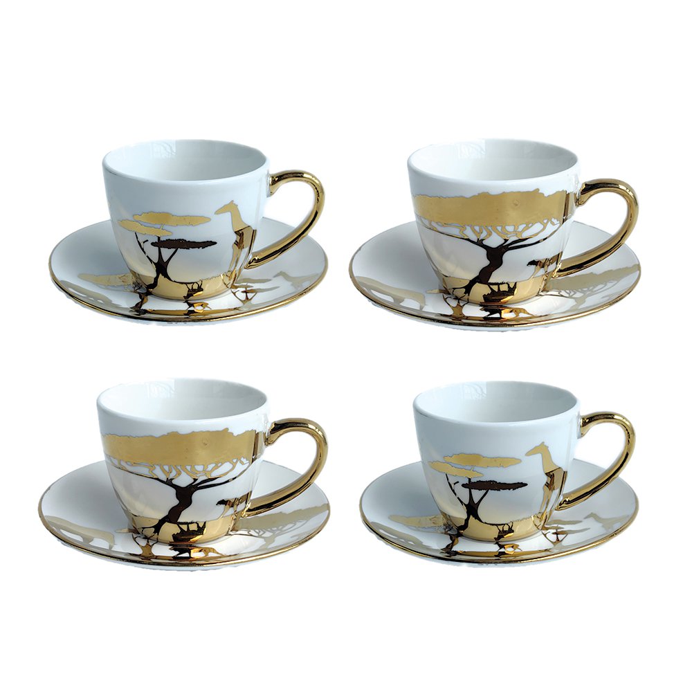 SAVANA DORE COFFEE CUPS AND SAUCERS – SET OF 4