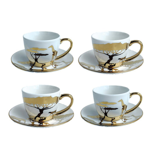 SAVANA DORE COFFEE CUPS AND SAUCERS – SET OF 4