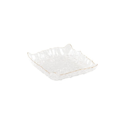 SQUARE GLASS CUP WITH GOLD RIM 15.5X15.5X3.5CM