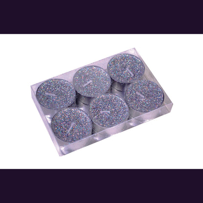T LICHT SILBER GLITTER KERZE VIEL 6