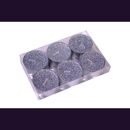T LICHT SILBER GLITTER KERZE VIEL 6